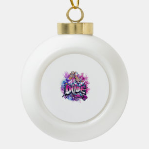 A Giraffe Wearing Pyjamas And Riding A Skateboard Ceramic Ball Christmas Ornament
