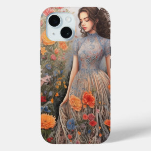 A Girl And Full Of Flowers iPhone 15 Case