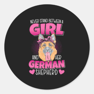 A Girl And German Shepherd Classic Round Sticker