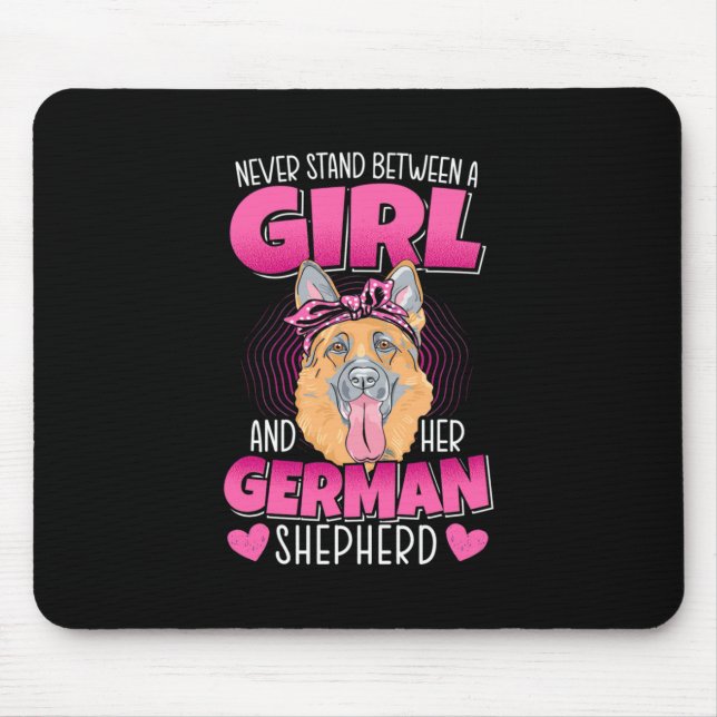 A Girl And German Shepherd Mouse Pad (Front)