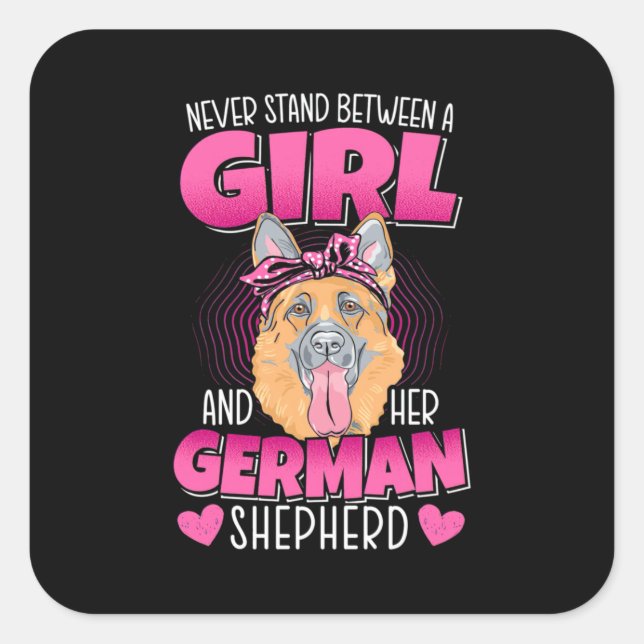 A Girl And German Shepherd Square Sticker (Front)