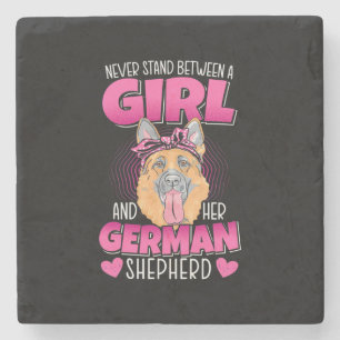 A Girl And German Shepherd Stone Coaster