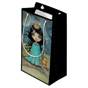 A Girl and Her Cat Fantasy Art Small Gift Bag