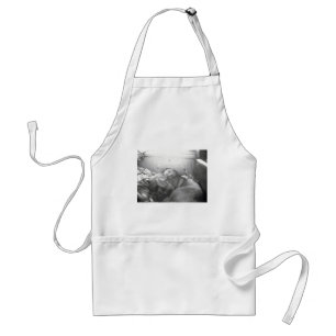 A girl and her dog B&W Photo Image Standard Apron