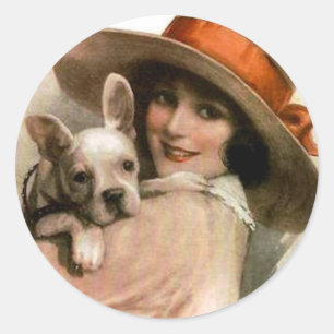 A Girl and Her Dog Classic Round Sticker