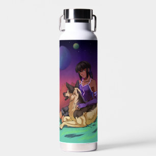 A Girl and Her Dog in Space Water Bottle