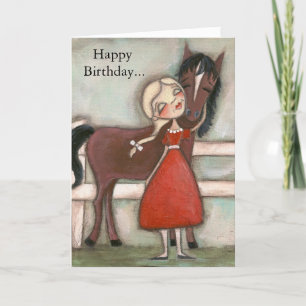 A Girl and Her Horse - Birthday Card