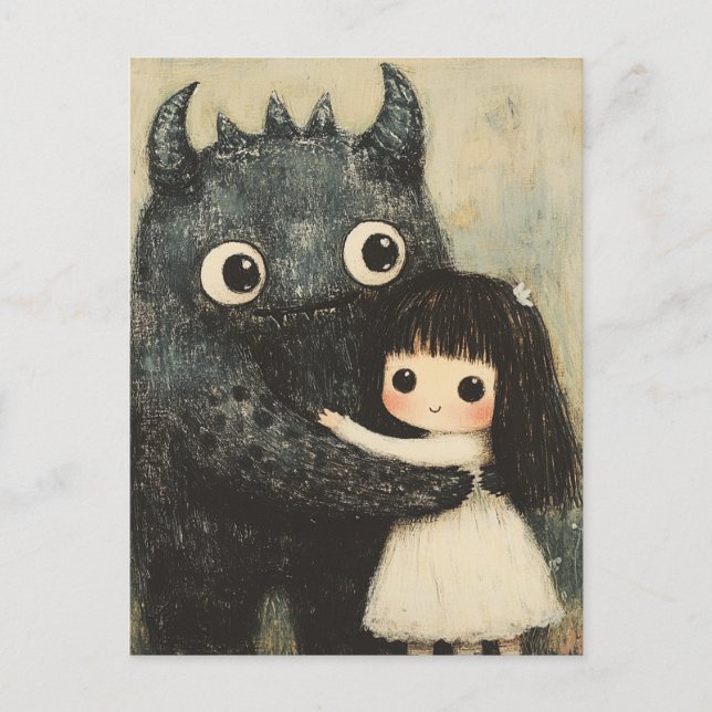 A Girl and her monster friend Postcard (Front)