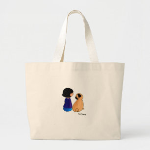 A Girl And Her Pug Large Tote Bag