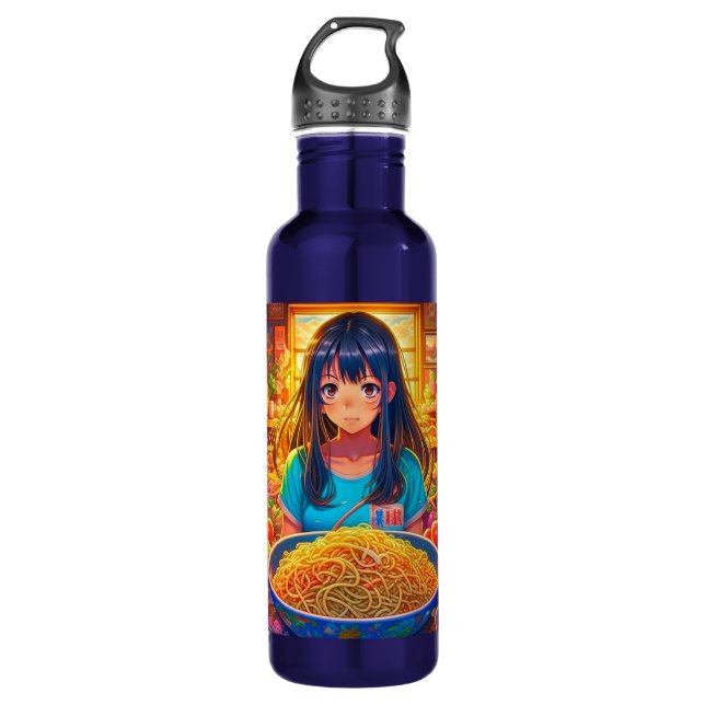 A Girl and her Ramen Anime 710 Ml Water Bottle (Front)