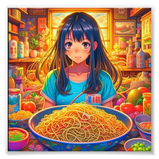A Girl and her Ramen Anime Photo Print (Front)