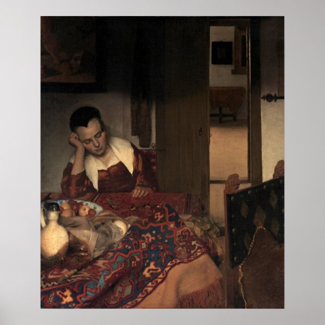 A Girl Asleep by Johannes Vermeer - poster (Front)