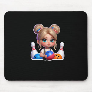A Girl Bowling Sport Sticker  Mouse Pad