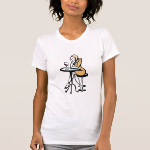 A Girl Enjoying Red Wine In A Café T-Shirt