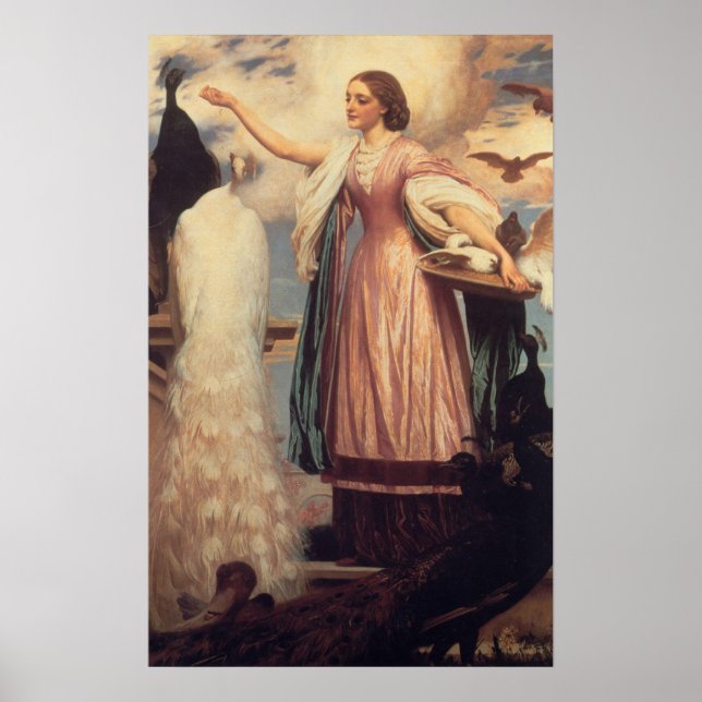 A Girl Feeding Peacocks Poster (Front)