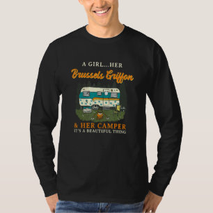 A Girl Her Brussels Griffon And Her Camper Bruss G T-Shirt
