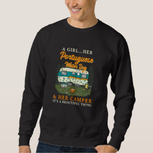 A Girl Her Portuguese Water Dog And Her Camper Por Sweatshirt