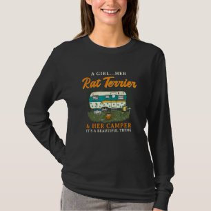 A Girl Her Rat Terrier And Her Camper Rattie Campi T-Shirt