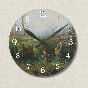 A Girl in the Garden – Olga Wisinger-Florian Round Clock