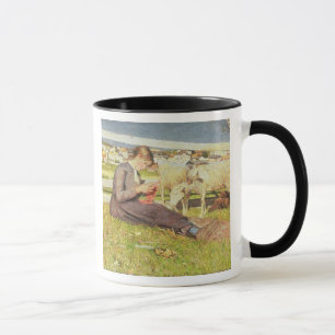 A Girl Knitting, 1888 (oil on canvas) Mug