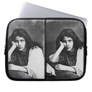 A Girl of Chioggia Dreaming of Her Loves (b/w phot Laptop Sleeve