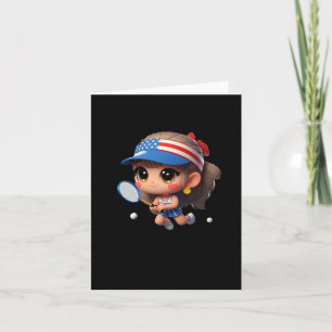 A Girl Playing Tennis. Sticker Card
