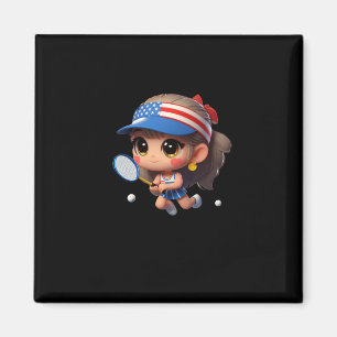 A Girl Playing Tennis. Sticker Magnet