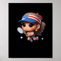 A Girl Playing Tennis. Sticker 