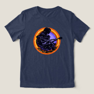 A Girl Plays Guitar Silhouette T-Shirt Tri-Blend Shirt