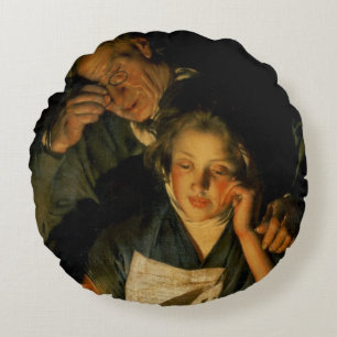 A Girl reading a Letter Round Cushion