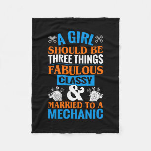 A Girl Should Be Married To Mechanic Fleece Blanket