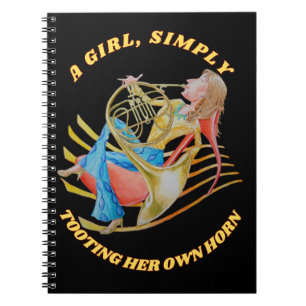 A GIRL SIMPLY TOOTING HER HORN NOTEBOOK