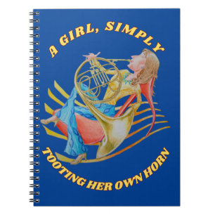 A GIRL SIMPLY TOOTING HER HORN NOTEBOOK