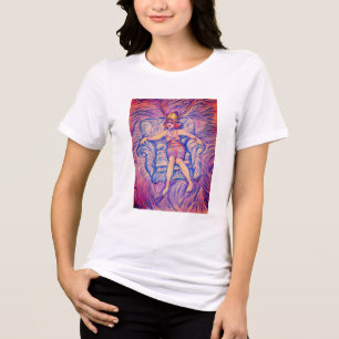 A girl wearing a samurai helmet Tri-Blend shirt