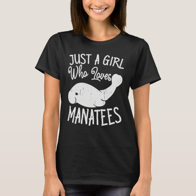 A Girl Who Love Sea Ocean Cow Manatees  Girls T-Shirt (Front)