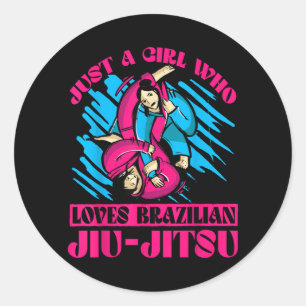 a Girl who loves Brazilian Jiu-Jitsu BJJ Grappling Classic Round Sticker