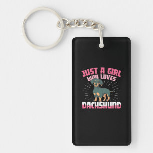 A Girl Who Loves Dachshund Key Ring