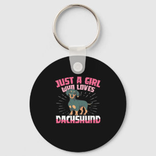 A Girl Who Loves Dachshund Key Ring