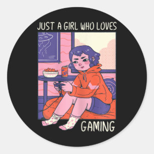 A Girl Who Loves Gaming Classic Round Sticker