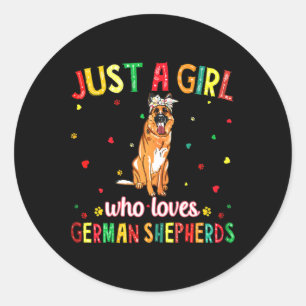 A Girl Who Loves German Shepherds Dog Classic Round Sticker