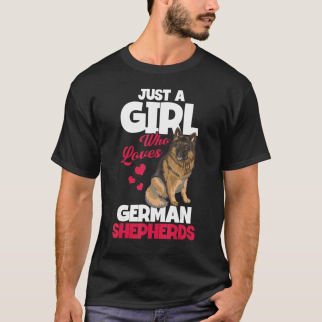 A Girl Who Loves German Shepherds German Shepherd  T-Shirt (Front)