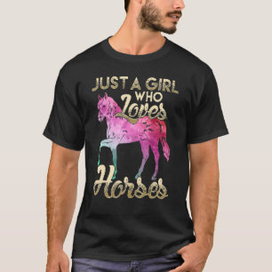 A Girl Who Loves Horses Floral Horse 1 T-Shirt