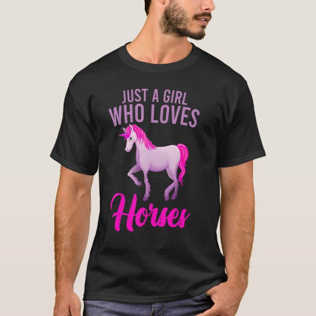 A Girl Who Loves Horses T-Shirt (Front)