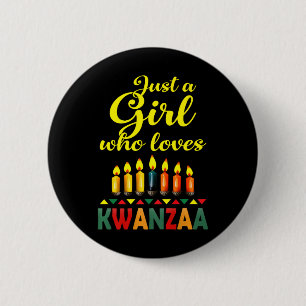A Girl Who Loves Kwanzaa Kinara African Pride Blac 6 Cm Round Badge