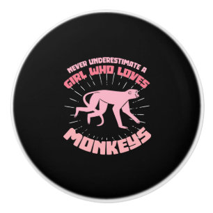 A Girl Who Loves Monkeys Ceramic Knob