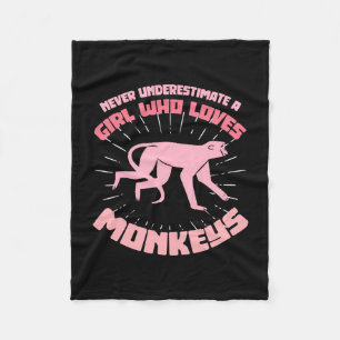A Girl Who Loves Monkeys Fleece Blanket