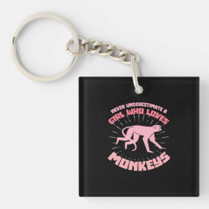 A Girl Who Loves Monkeys Key Ring
