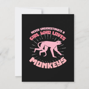 A Girl Who Loves Monkeys Thank You Card
