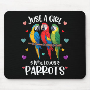 A girl who loves parrots cute bird lover womenA gi Mouse Pad