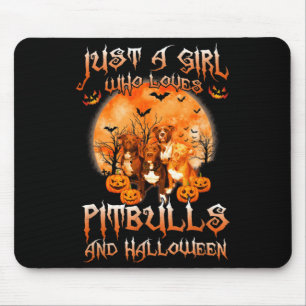 A Girl Who Loves Pitbulls And Halloween Dog Lover Mouse Pad